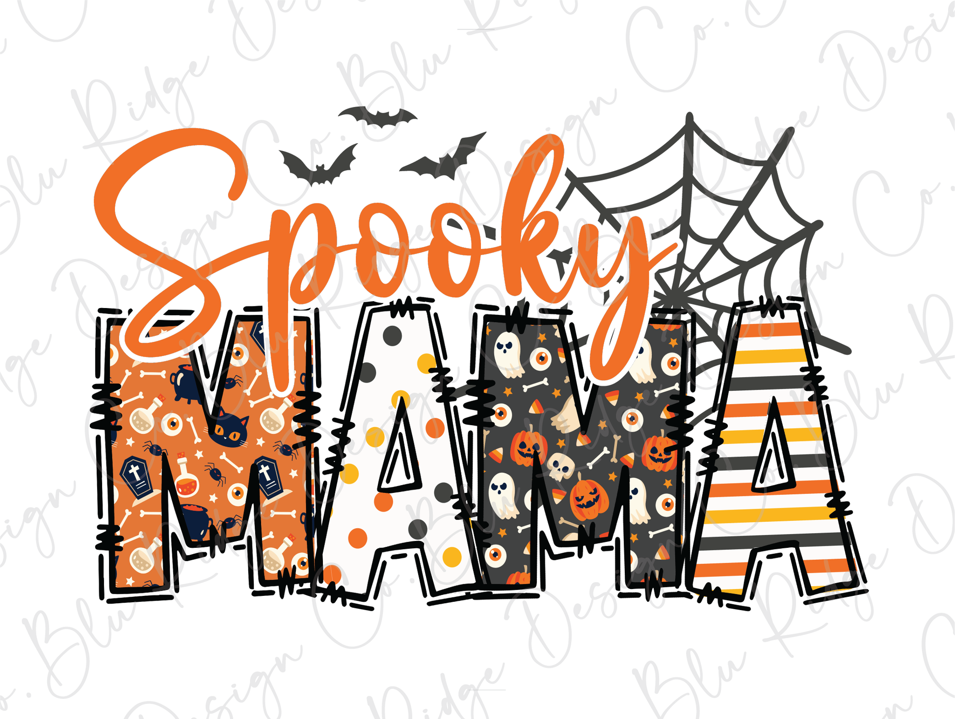 the word spooky mama is decorated with halloween decorations