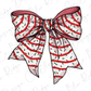 a red and white bow with sprinkles on it