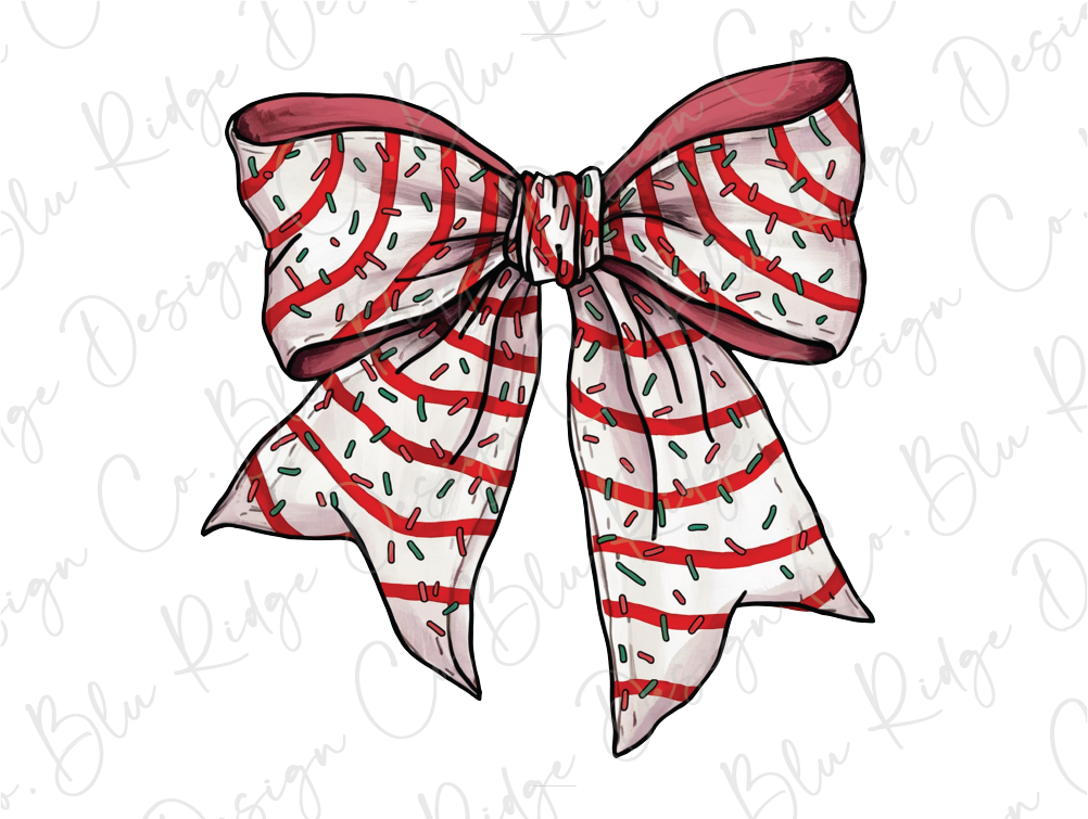 a red and white bow with sprinkles on it