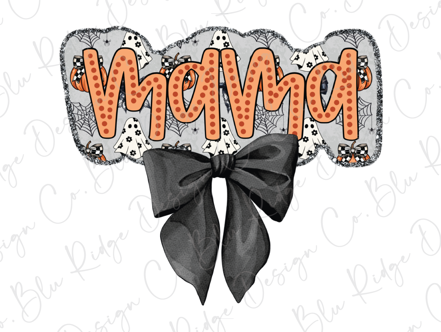 the word mom with a bow on it