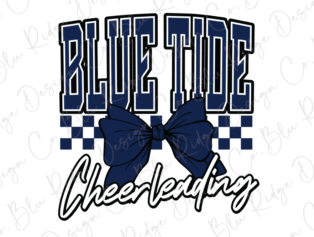 a blue and white shirt with a bow on it