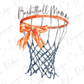 a drawing of a basketball hoop with a bow