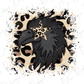 A stylized illustration of an eagle head with a star-shaped eye, surrounded by a leopard print pattern.