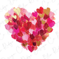 a heart shaped arrangement of red, pink, and yellow hearts