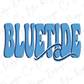 a blue type of lettering that says bluetie