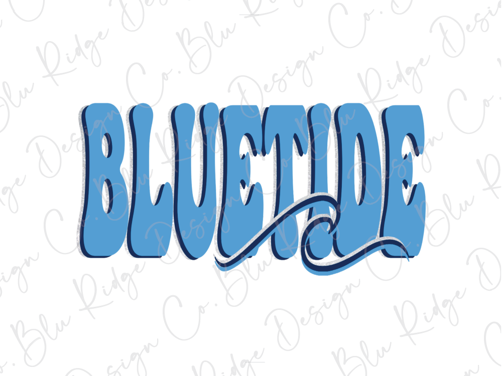 a blue type of lettering that says bluetie