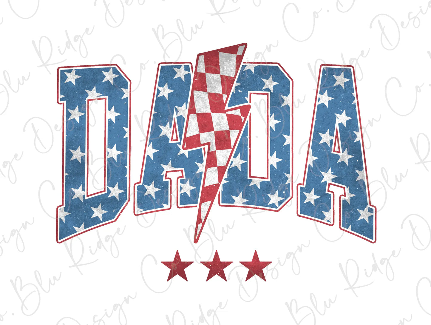 a picture of the word dad written in american flag colors