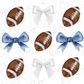 a set of four footballs with bows