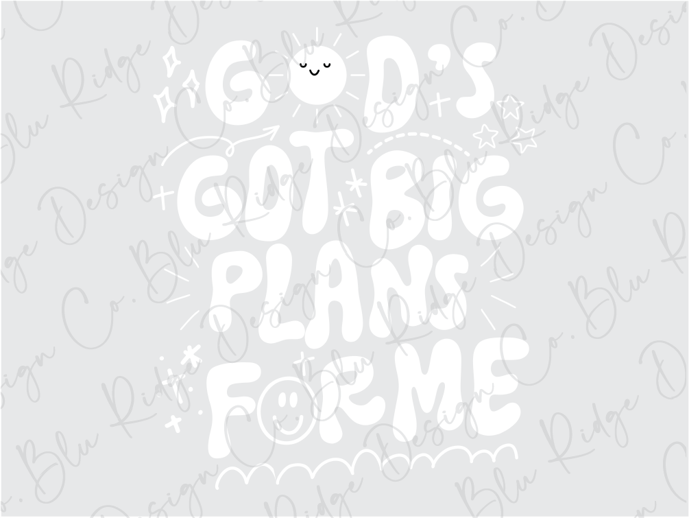 the words god's got's plans for me written in white on a