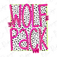 the text "WOLF PACK" in a bold, pink font against a background of black and white polka dots.