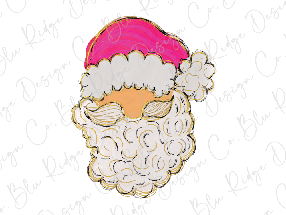 a drawing of a santa claus with a pink hat