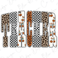 the word "Teacher" with a unique and creative design, made up of various shapes and patterns, including leopard print, checkered patterns, and pumpkin motifs.