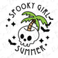 a skull with a palm tree on its head and the words spooky girl