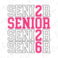 a pink and white poster with the words senior and senior