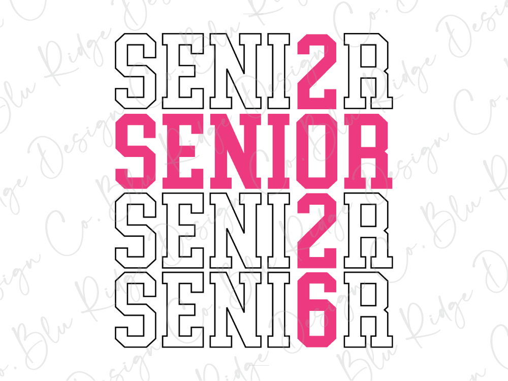 a pink and white poster with the words senior and senior