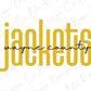 the word "jacket" in a stylized font, with the word "wayne" written underneath it.