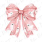 a pink bow with ghost faces on it