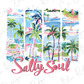 a picture of a beach with palm trees and the words salty soul