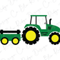 a green tractor with yellow wheels on a white background