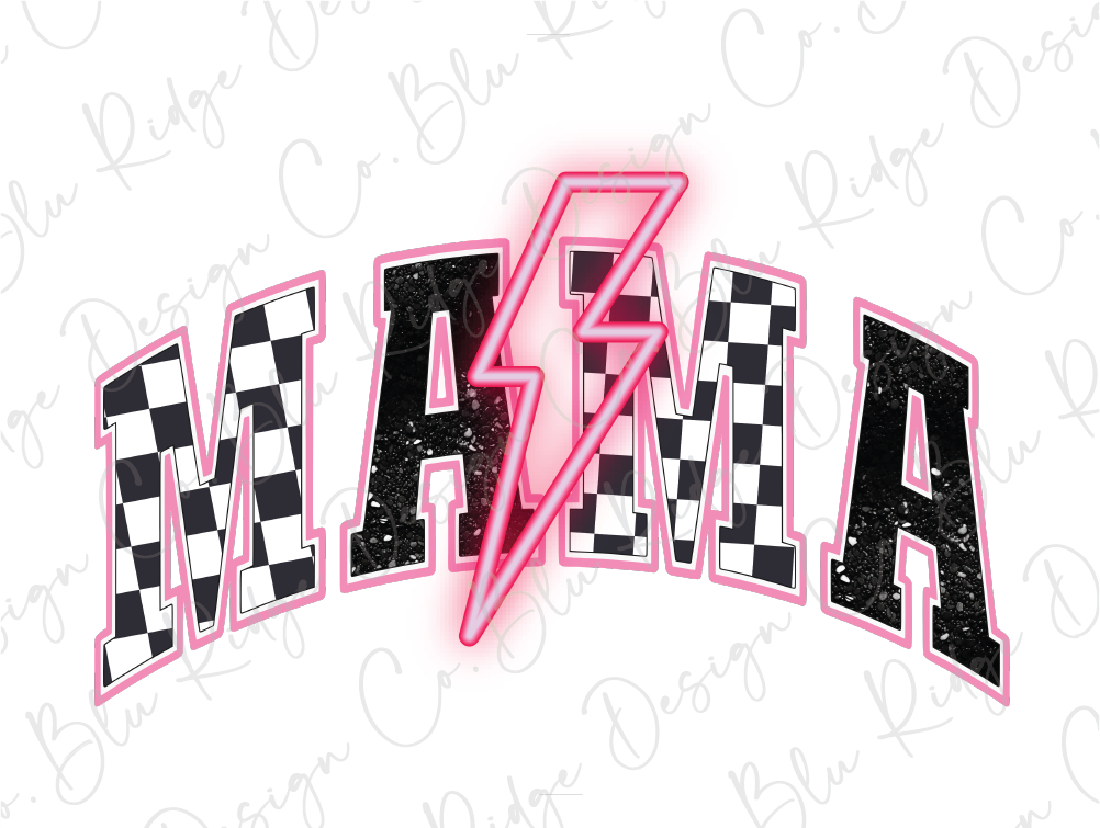 a pink and black logo with a lightning bolt