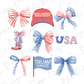 a set of patriotic bows and hats