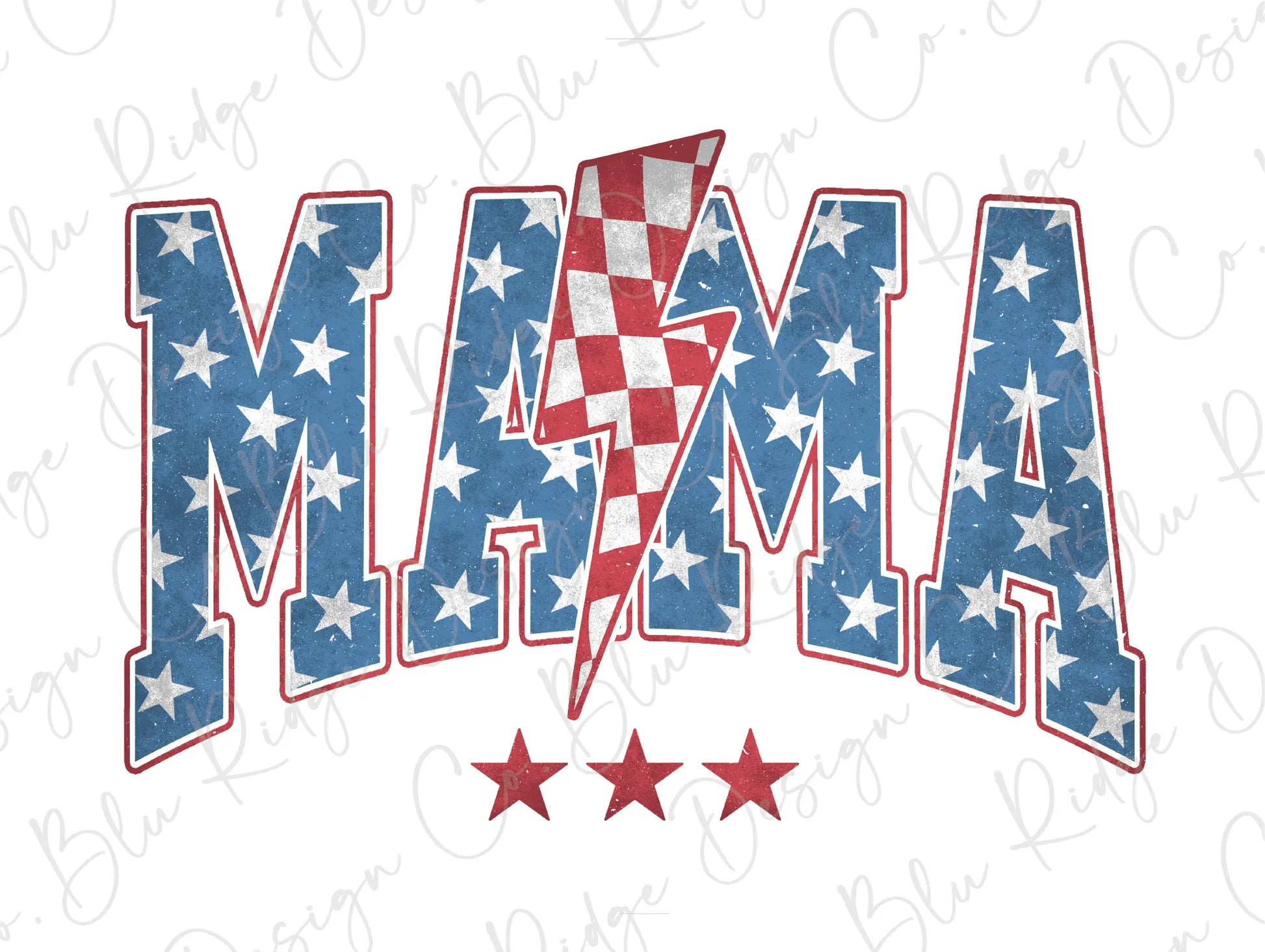 the word mamma with stars and a checkered flag