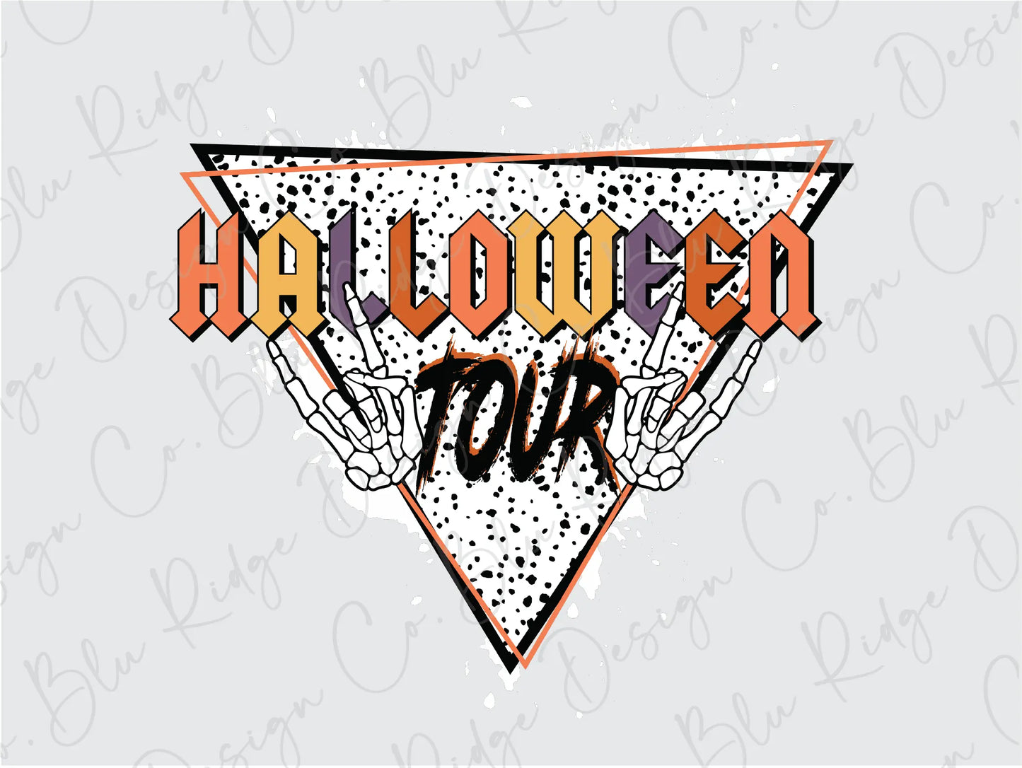 the halloween tour logo on a white background