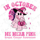 In October We Wear Pink Breast Cancer Awareness Halloween Ghost Graphic T-Shirt