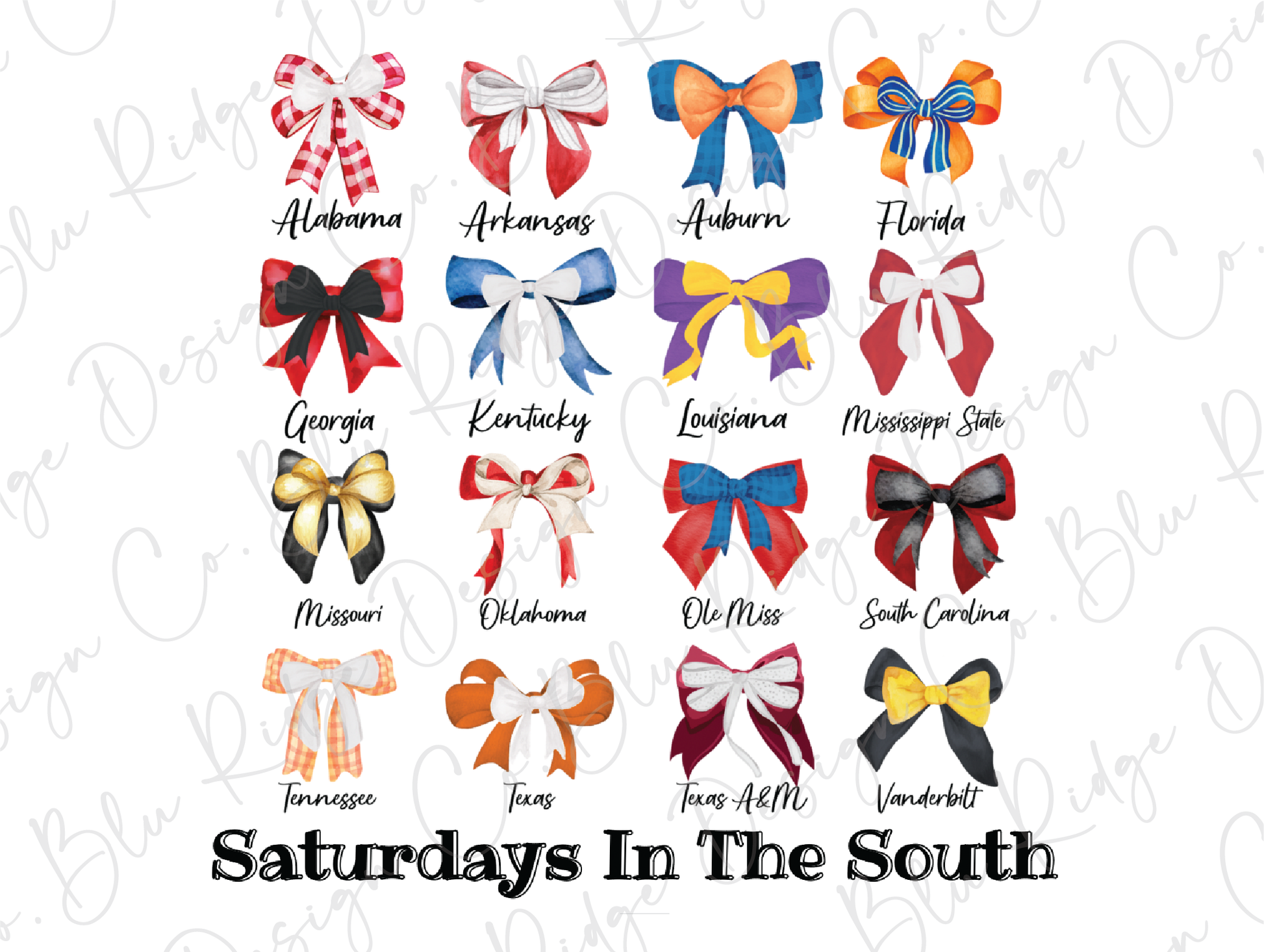 a bunch of different colored bows on a white background