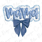 a blue bow with the word molvinia on it