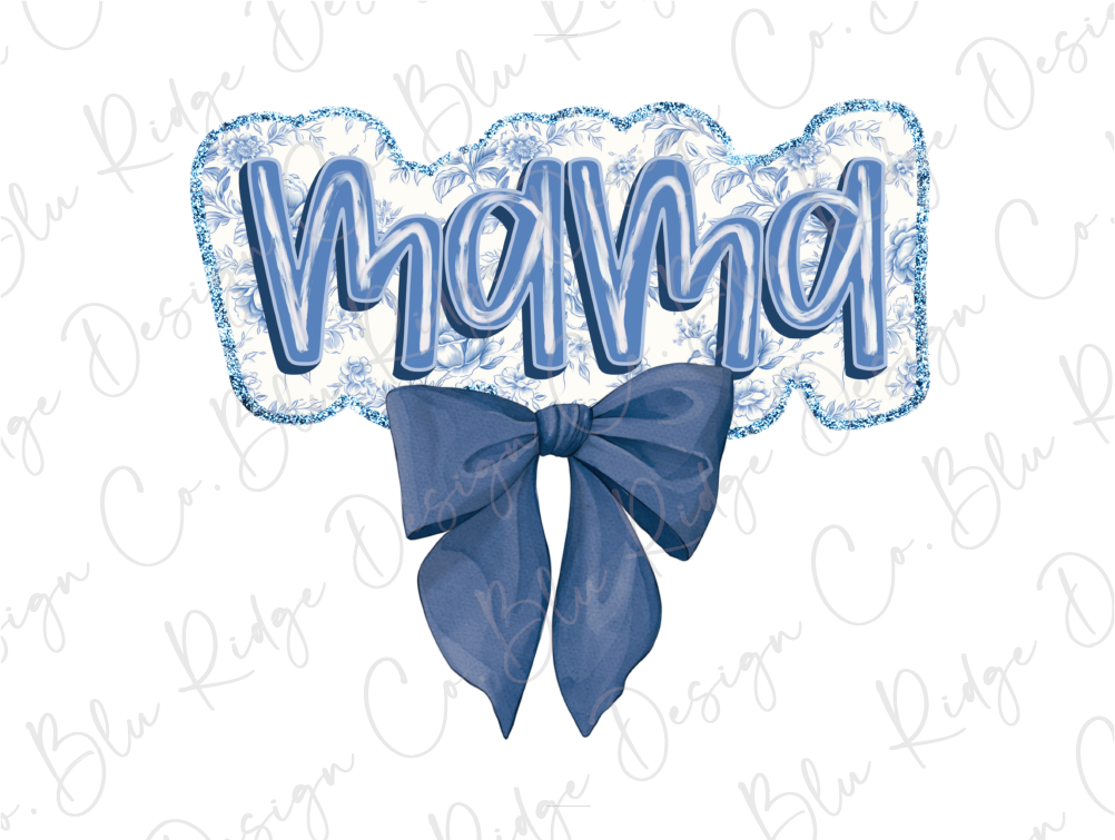 a blue bow with the word molvinia on it