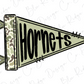 A flag with the word "Hornets" written on it.