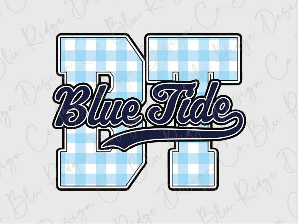 Blue Tide Checkered Graphic T-Shirt