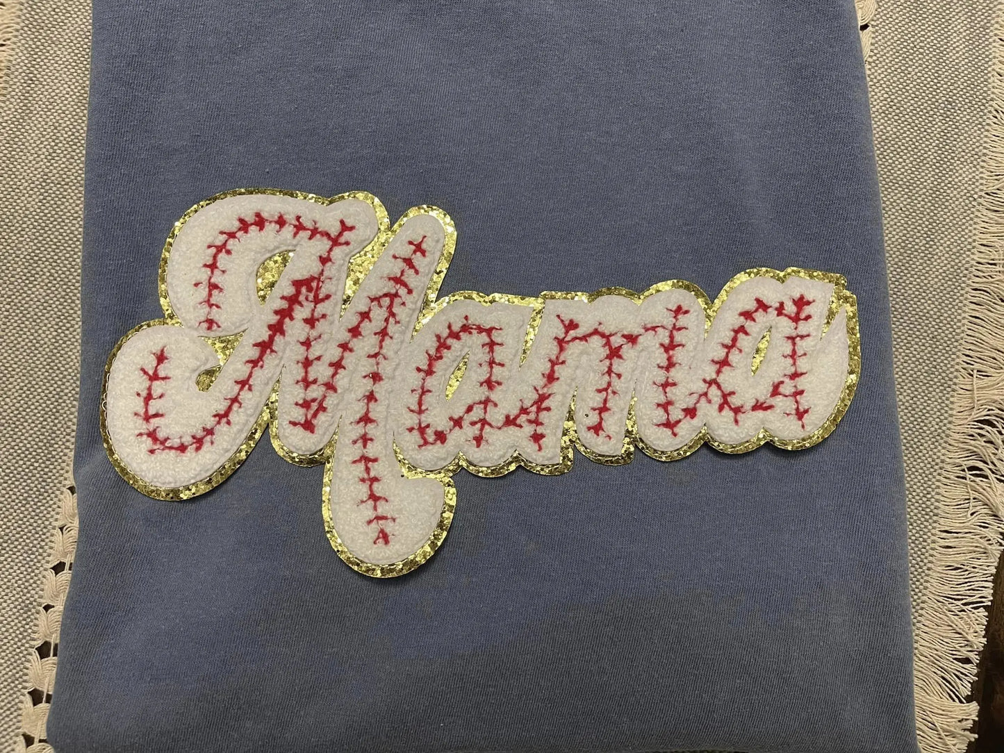 Mama Pink Pinstripe Chenille Patch