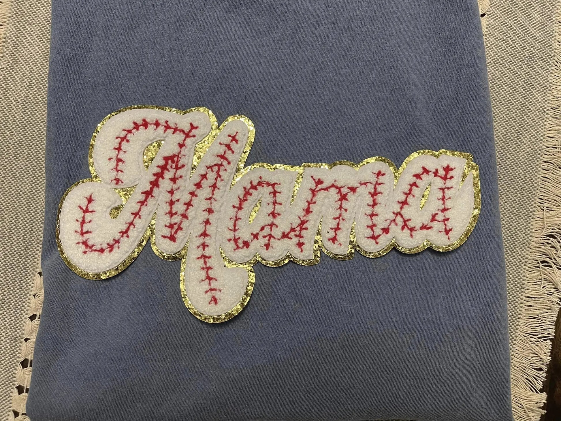 Mama Pink Pinstripe Chenille Patch Blu Ridge Design Co