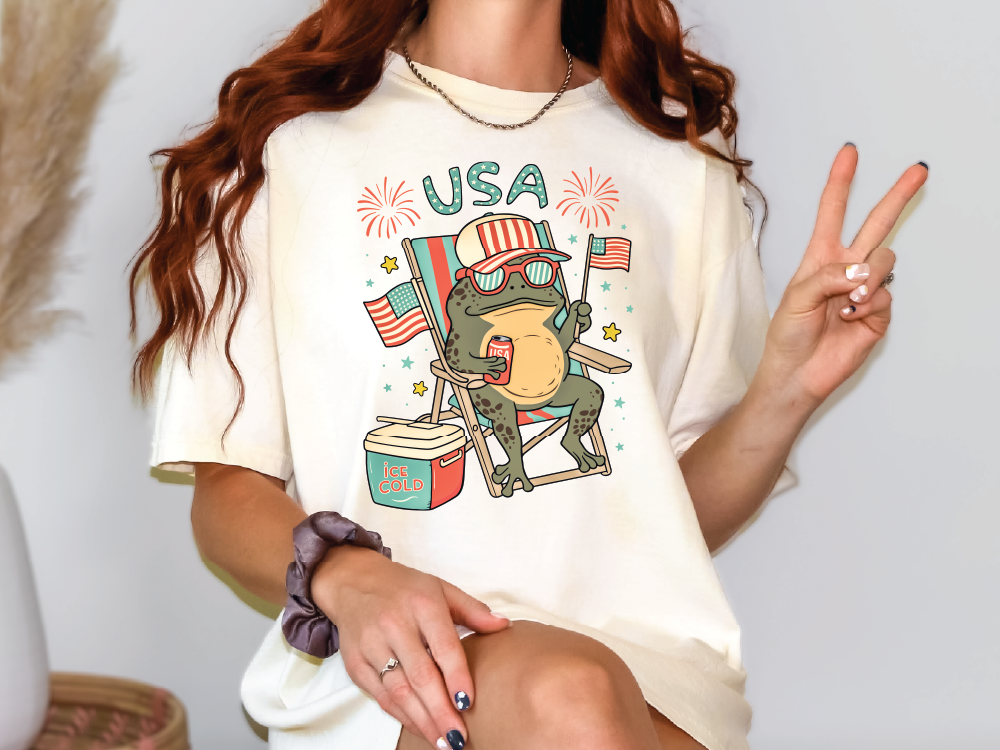 a woman sitting on a chair with a peace sign