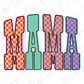 the word "MAMA" in a colorful, checkered font.