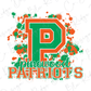 a large, bold, and colorful logo for the Pinewood Patriots, with the word "Patriots" written in a stylized font.