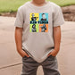 a young boy wearing a t - shirt with the words kid vibes on it