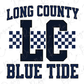 a blue and white shirt that says long county blue tide