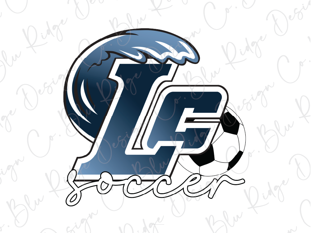 a soccer-themed logo with the letters "L" and "C" prominently displayed, along with a soccer ball.