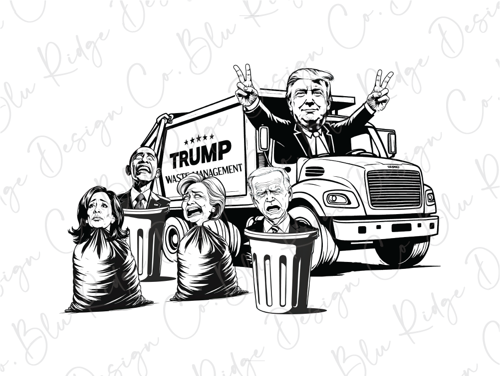 a black and white drawing of a truck with people around it