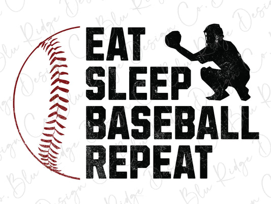 a baseball saying eat sleep baseball repeat