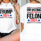 a woman wearing a t - shirt that says i'm voting for the fe