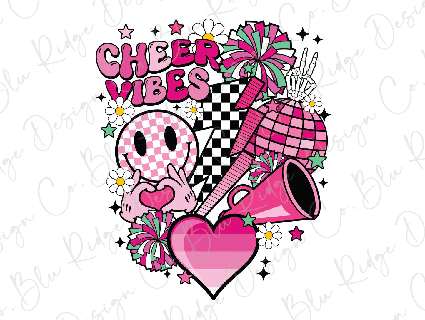 a pink and black checkerboard design with a pink heart