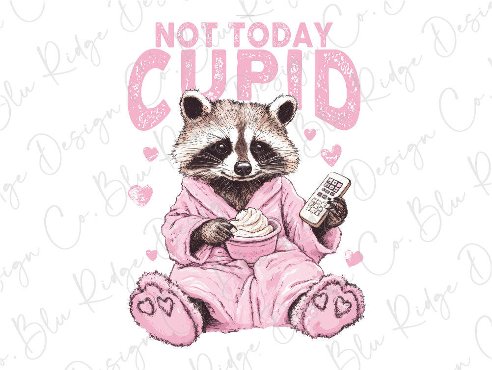 a raccoon in a pink robe holding a remote control