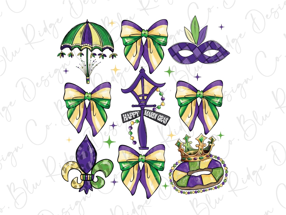 Mardi Gras Coquette King Cake Collage Graphic T-Shirt