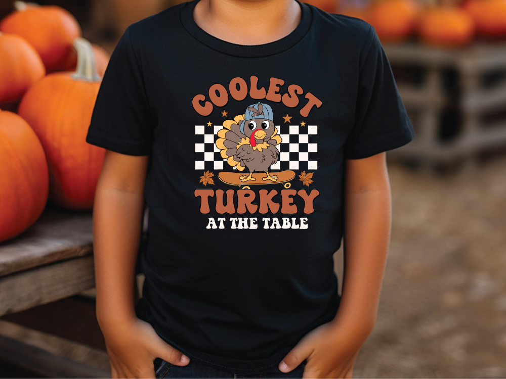 Coolest Boy Turkey at The Table Graphic T-Shirt