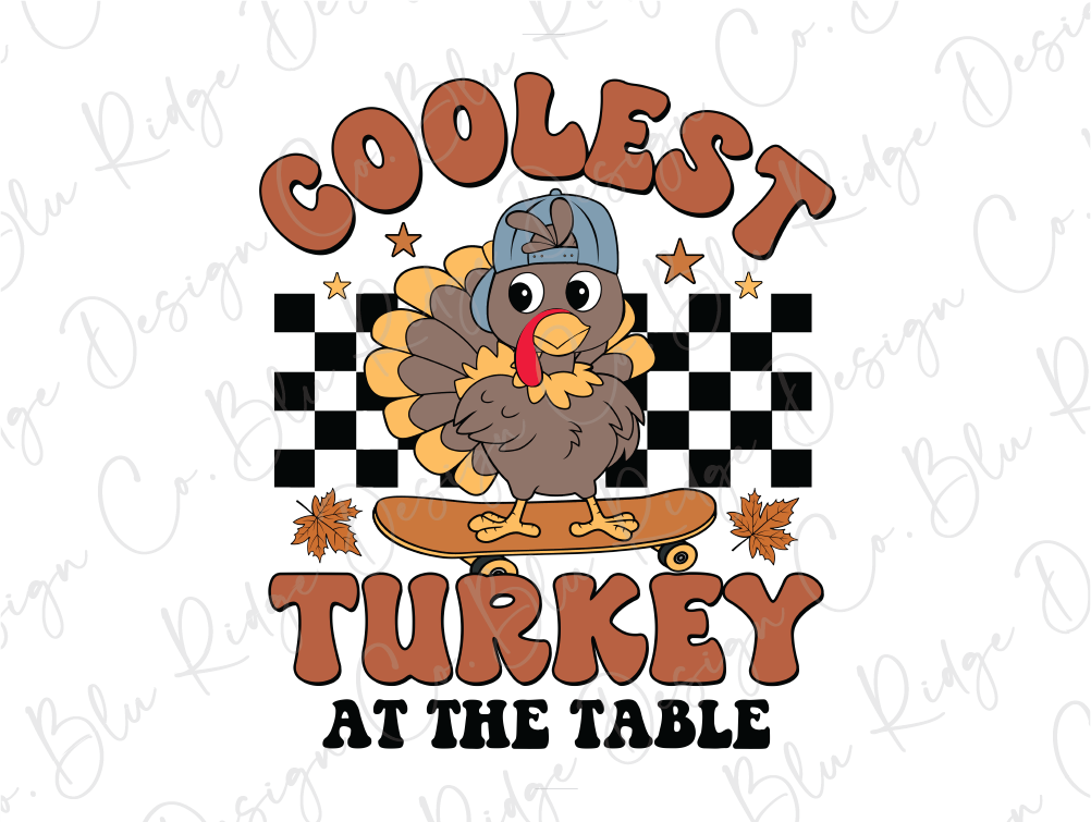 Coolest Boy Turkey at The Table Graphic T-Shirt