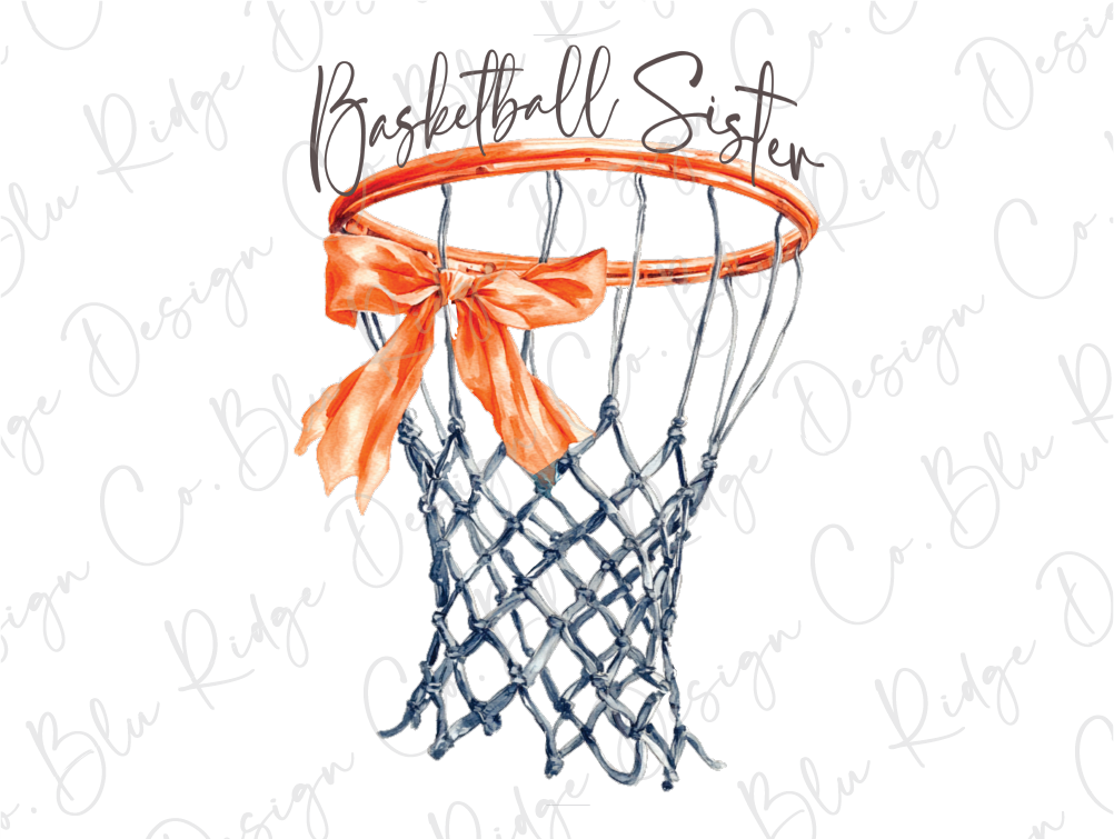 a drawing of a basketball hoop with a bow